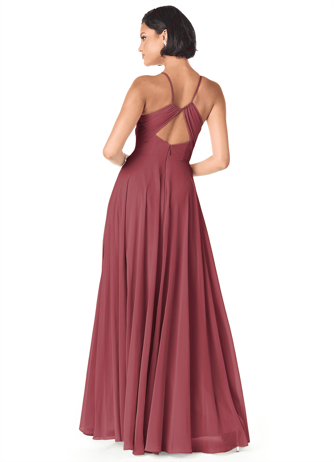 Avelina A-Line V-Neck Chiffon Bridesmaid Dress in Merlot