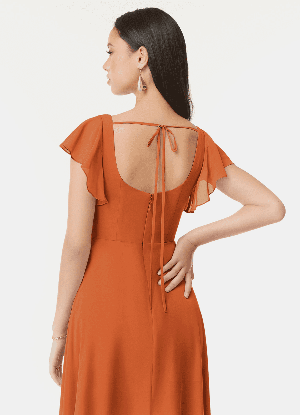 Bondi A-Line Square-Neck Chiffon Bridesmaid Dress in Cinnamon