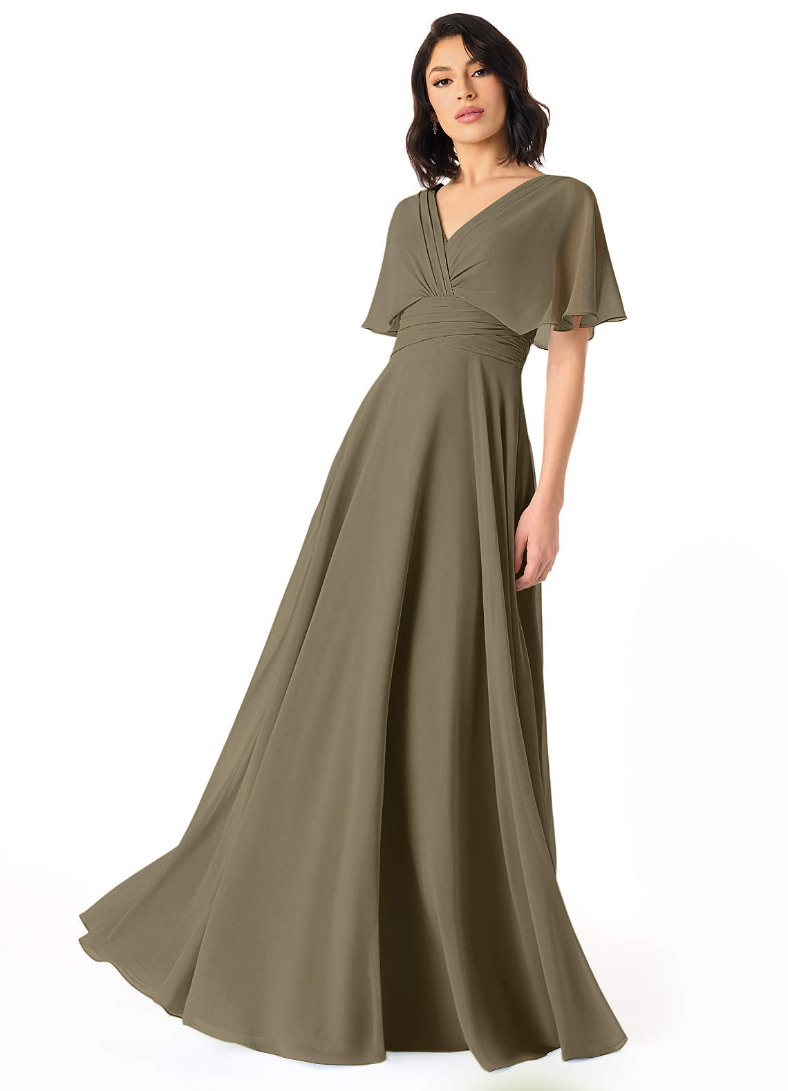 Pamela A-Line V-Neck Chiffon Bridesmaid Dress in Willow Green