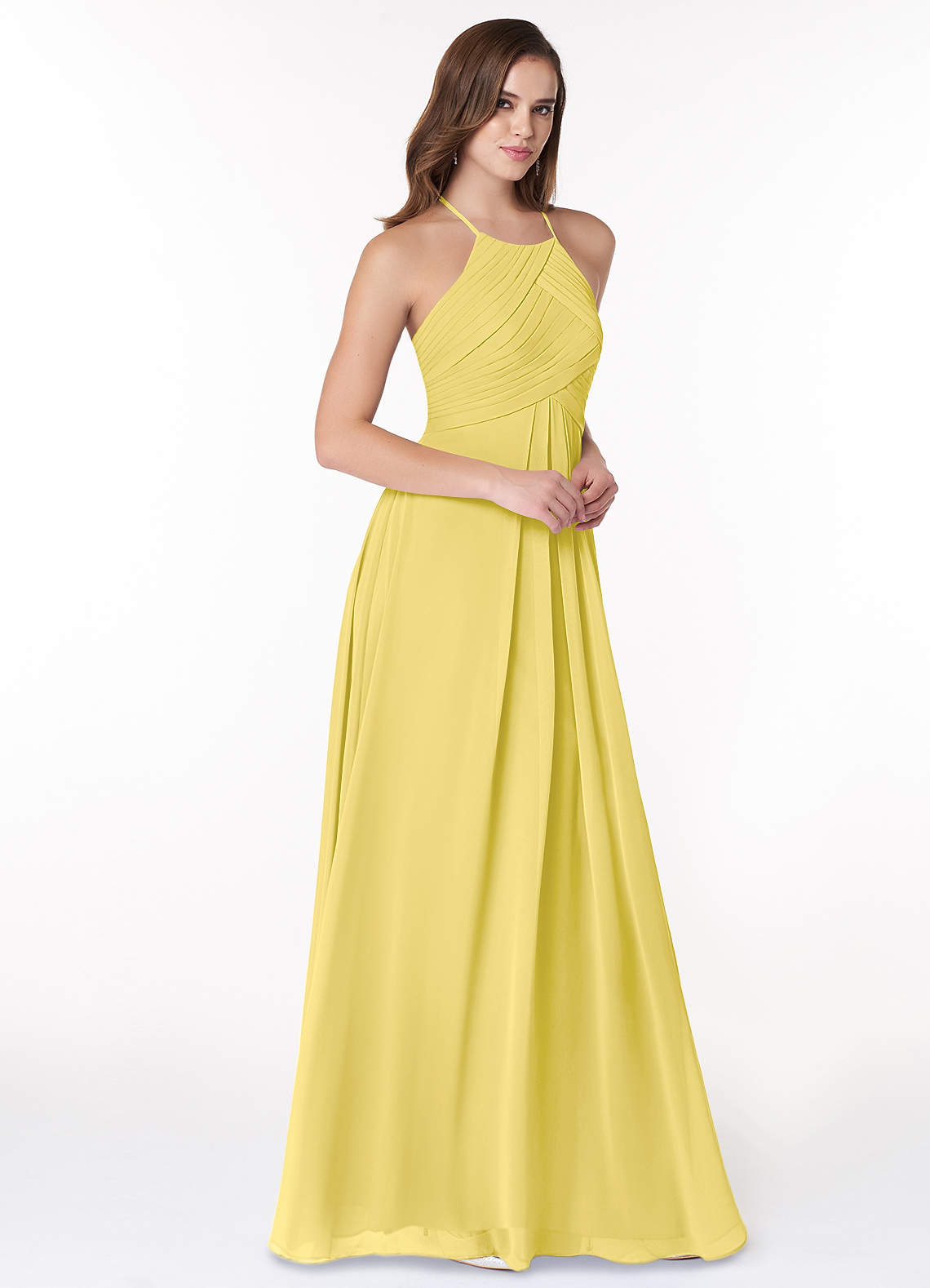 Ginger A-Line Halter Chiffon Bridesmaid Dress in Canary