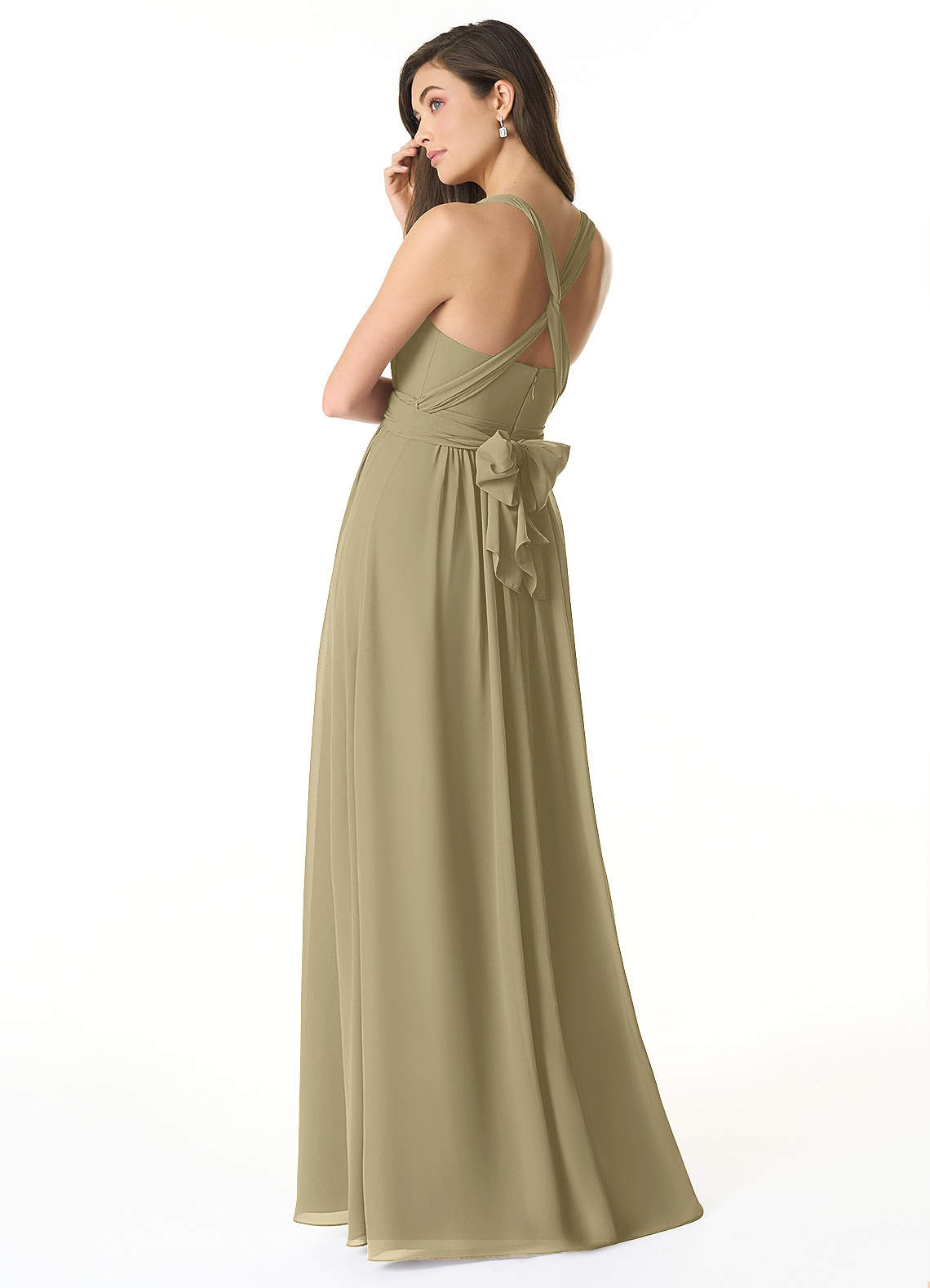 Olani A-Line V-Neck Chiffon Bridesmaid Dress in Moss Green