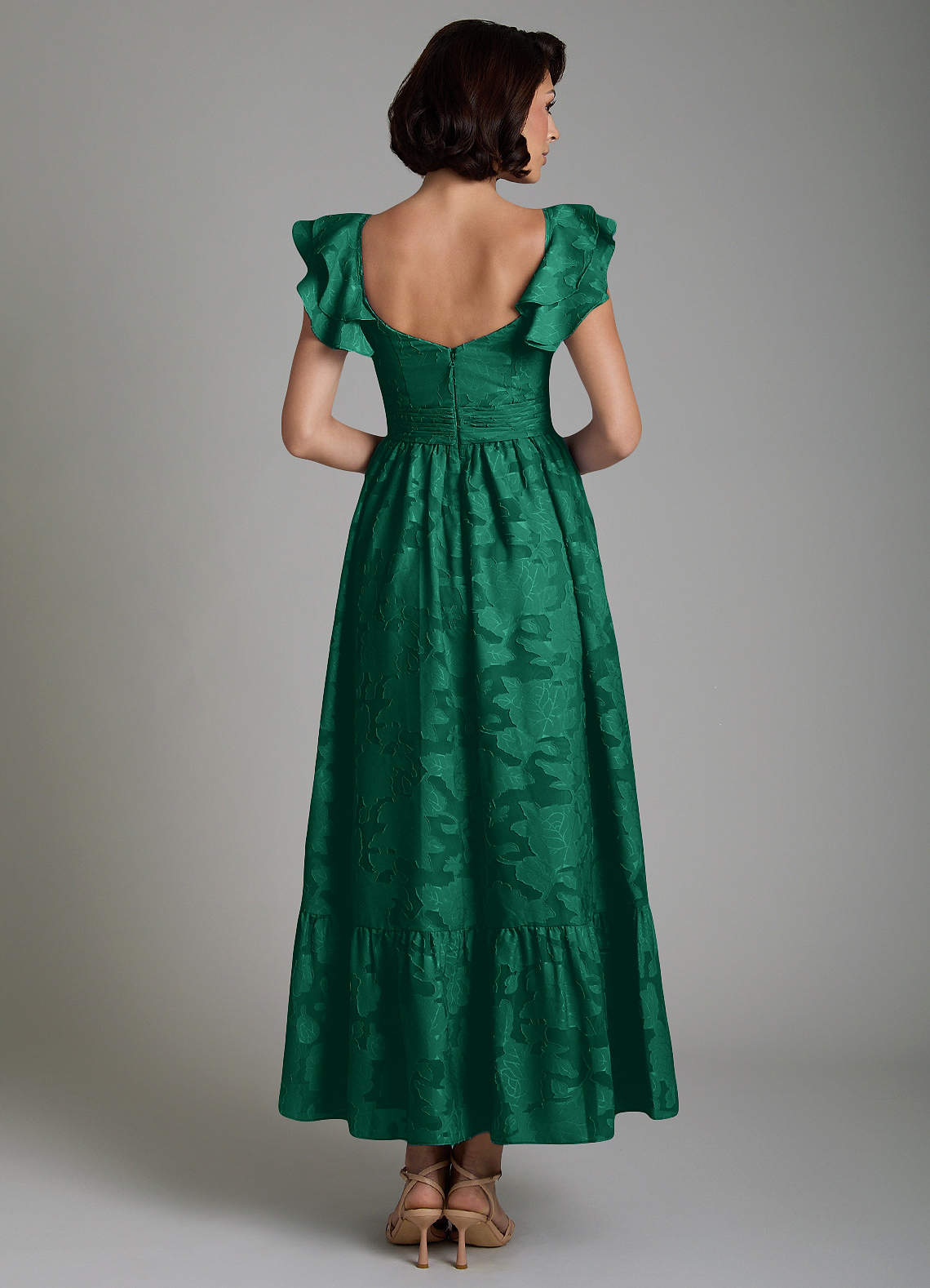 Anaya A-Line V-Neck Floral Burnout Bridesmaid Dress in Emerald