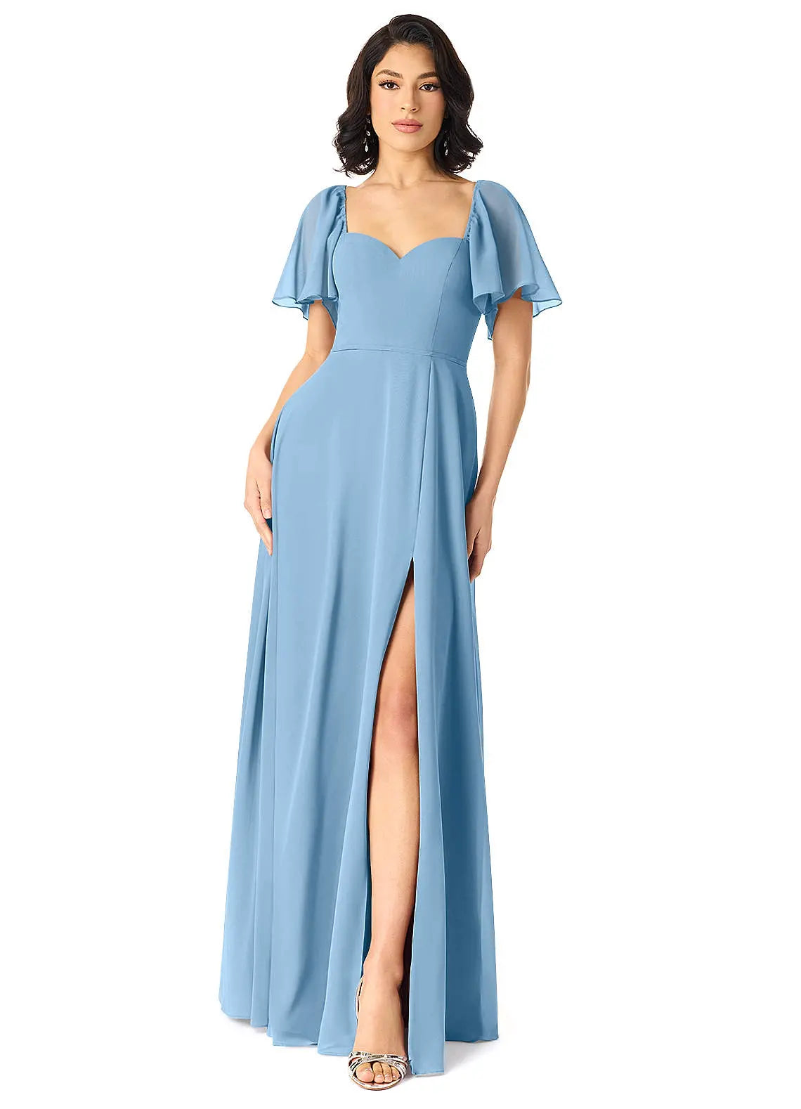 Chloe A-Line Sweetheart Chiffon Bridesmaid Dress in Steel Blue