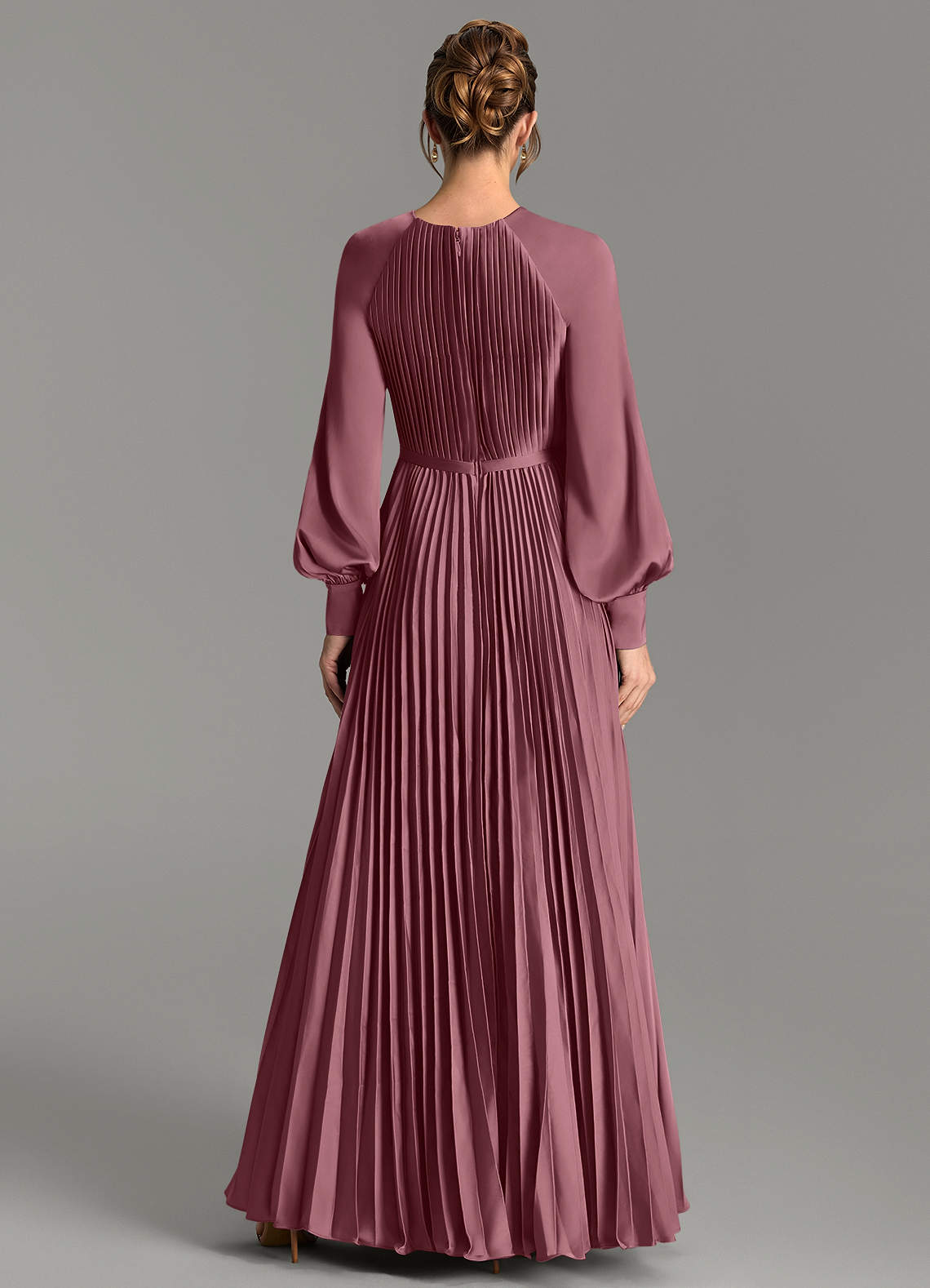 Grayson A-Line Scoop-Neck Stretch Satin Bridesmaid Dress in Desert Rose