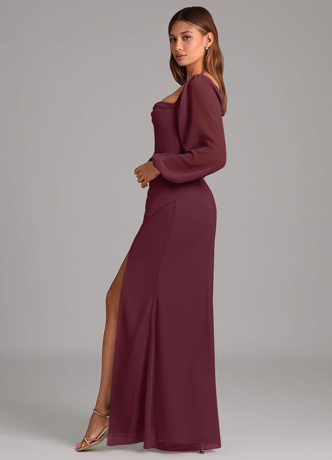 Brixley Mermaid Sweetheart Chiffon Bridesmaid Dress in Cabernet