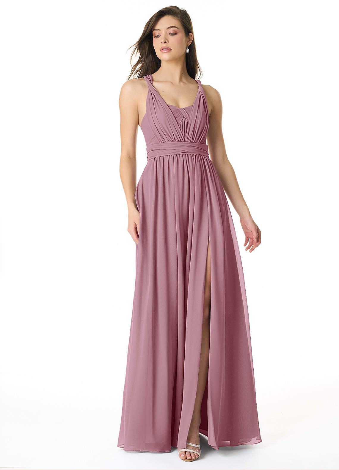 Olani A-Line V-Neck Chiffon Bridesmaid Dress in Vintage Mauve