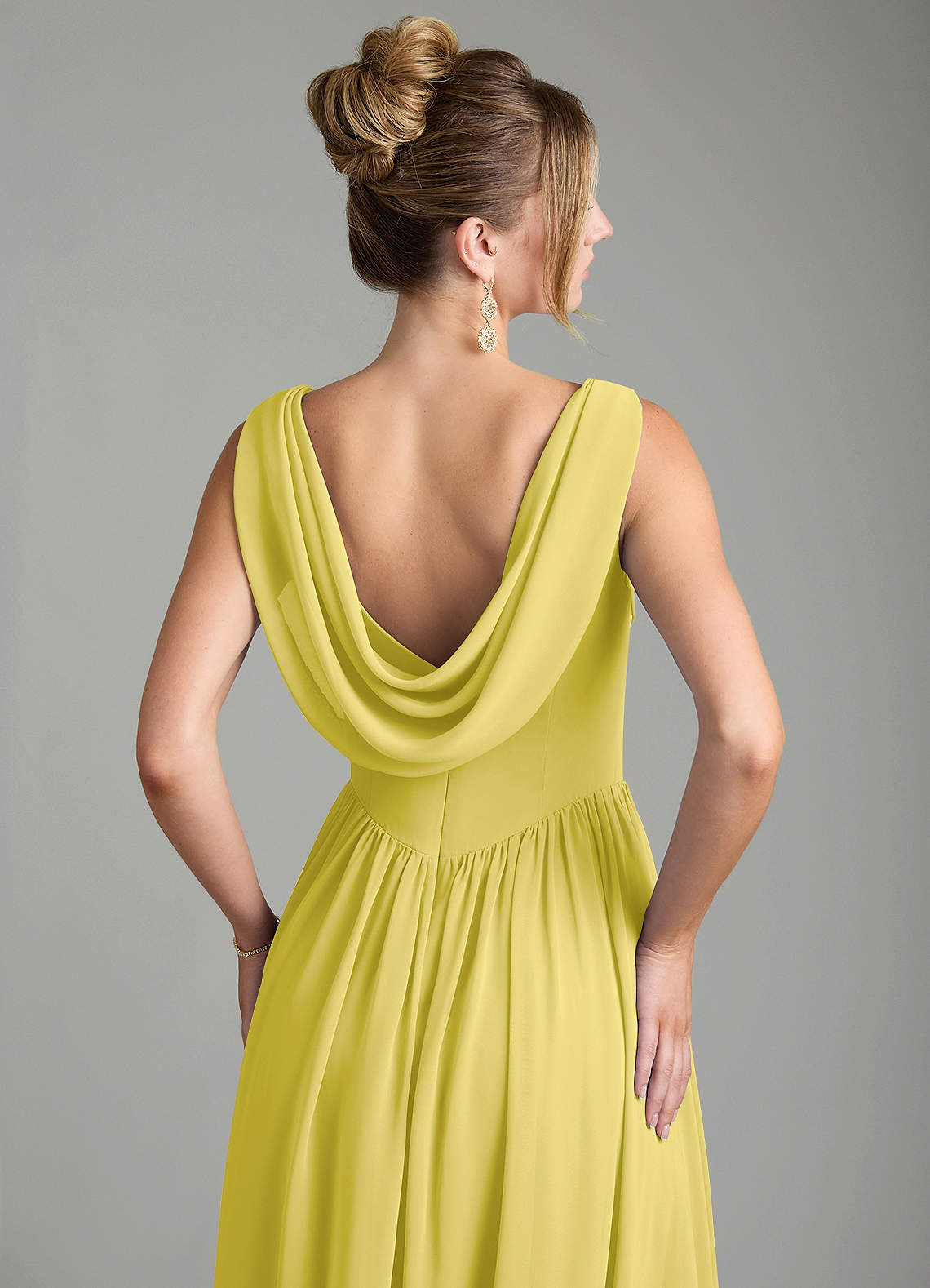 Novi A-Line Square-Neck Chiffon Bridesmaid Dress in Canary