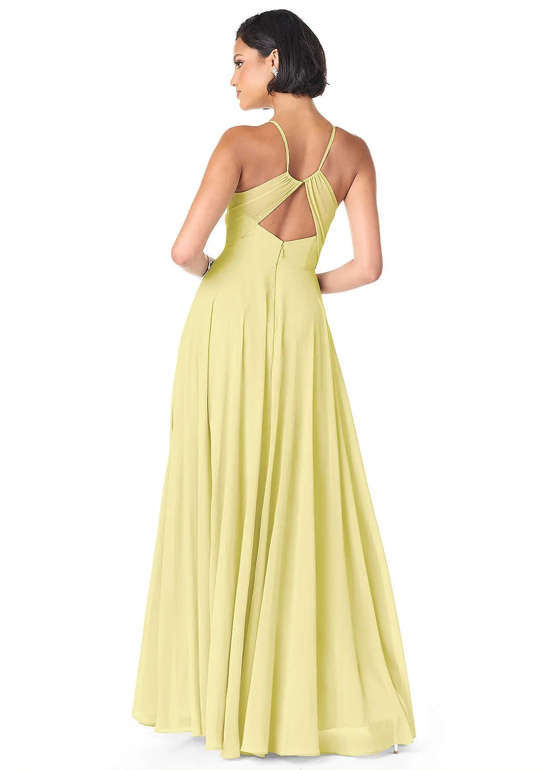 Avelina A-Line V-Neck Chiffon Bridesmaid Dress in Lemon Sorbet