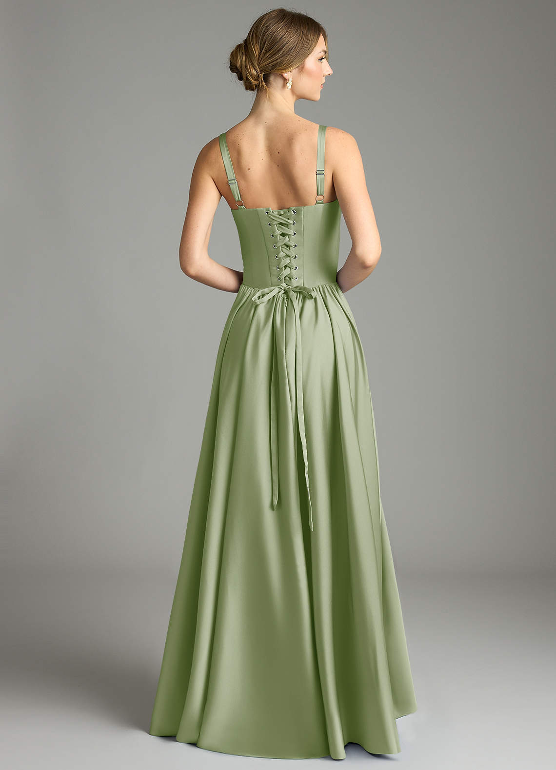 Evadina A-Line Sweetheart Stretch Satin Bridesmaid Dress in Dusty Sage