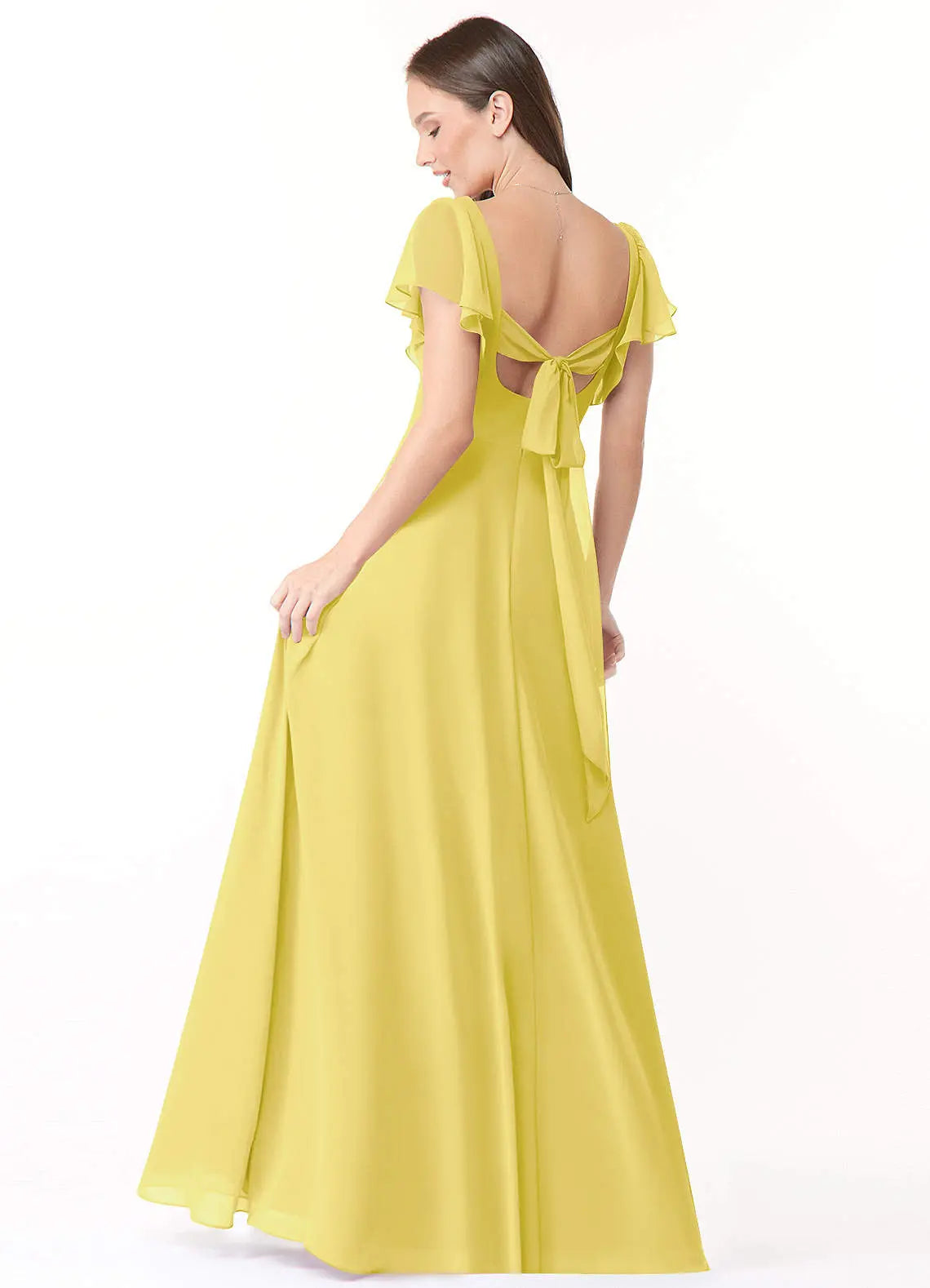 Syenna A-Line V-Neck Chiffon Bridesmaid Dress in Canary