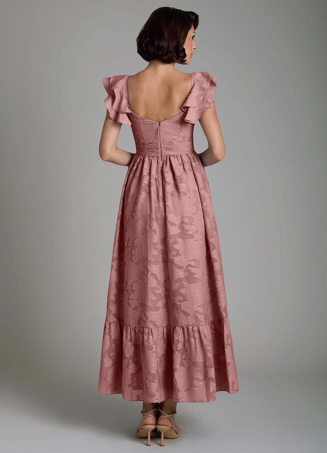 Anaya A-Line V-Neck Floral Burnout Bridesmaid Dress in dusty rose