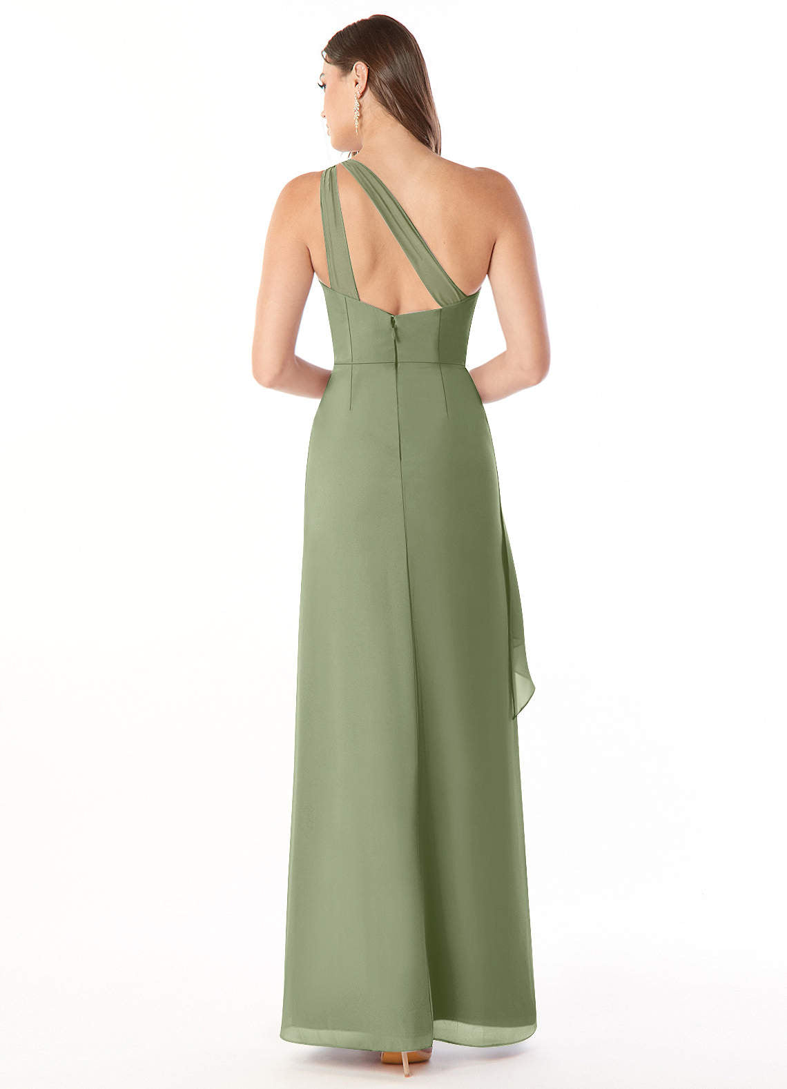 Maive Sheath One-Shoulder Chiffon Bridesmaid Dress in Pistachio