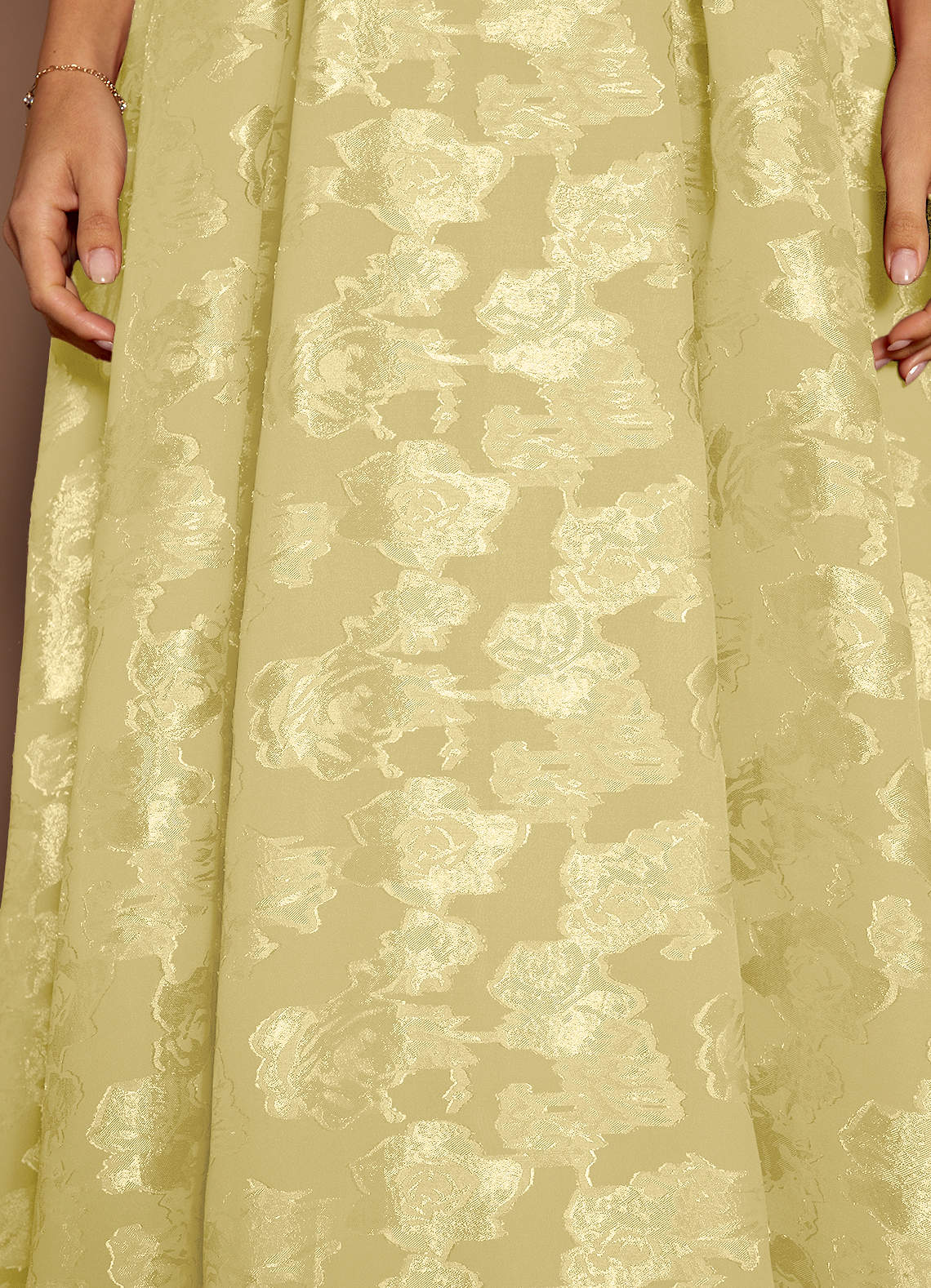 Briac A-Line Scoop-Neck Fil Coupé Evening Dress in Lemon Sorbet