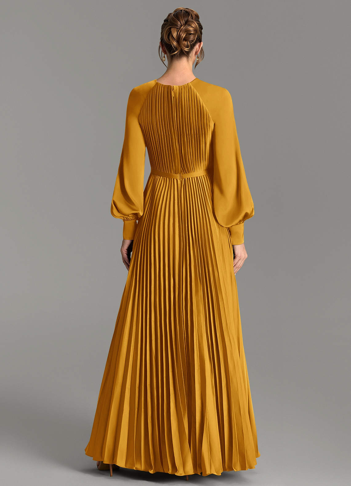 Grayson A-Line Scoop-Neck Stretch Satin Bridesmaid Dress in butterscotch