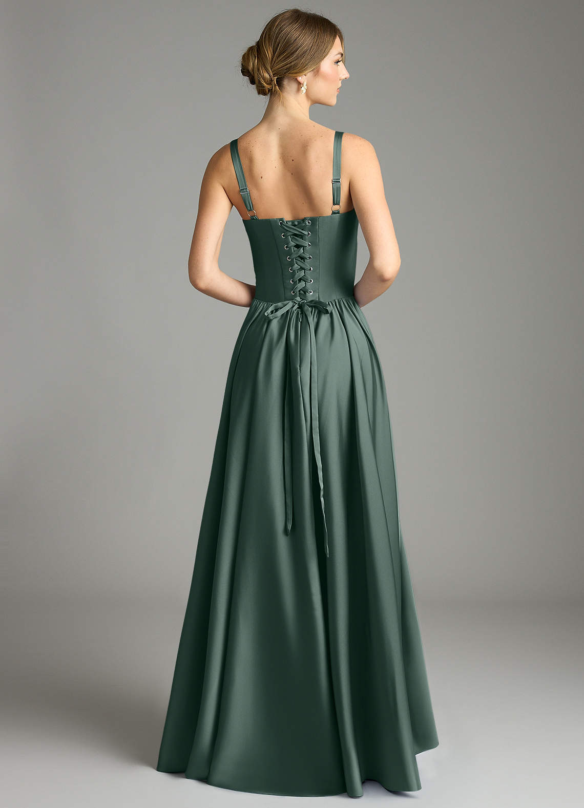 Evadina A-Line Sweetheart Stretch Satin Bridesmaid Dress in Sea Moss