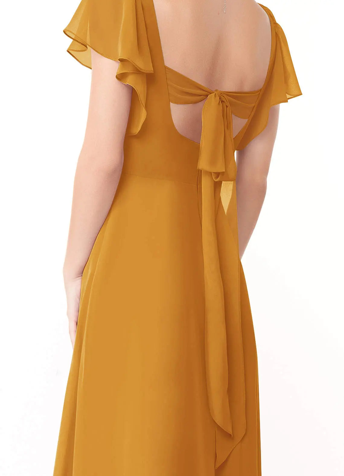 Syenna A-Line V-Neck Chiffon Bridesmaid Dress in butterscotch