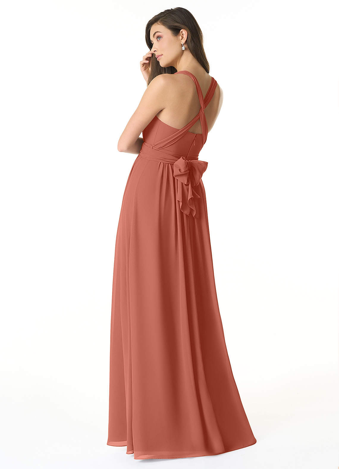 Olani A-Line V-Neck Chiffon Bridesmaid Dress in Clay