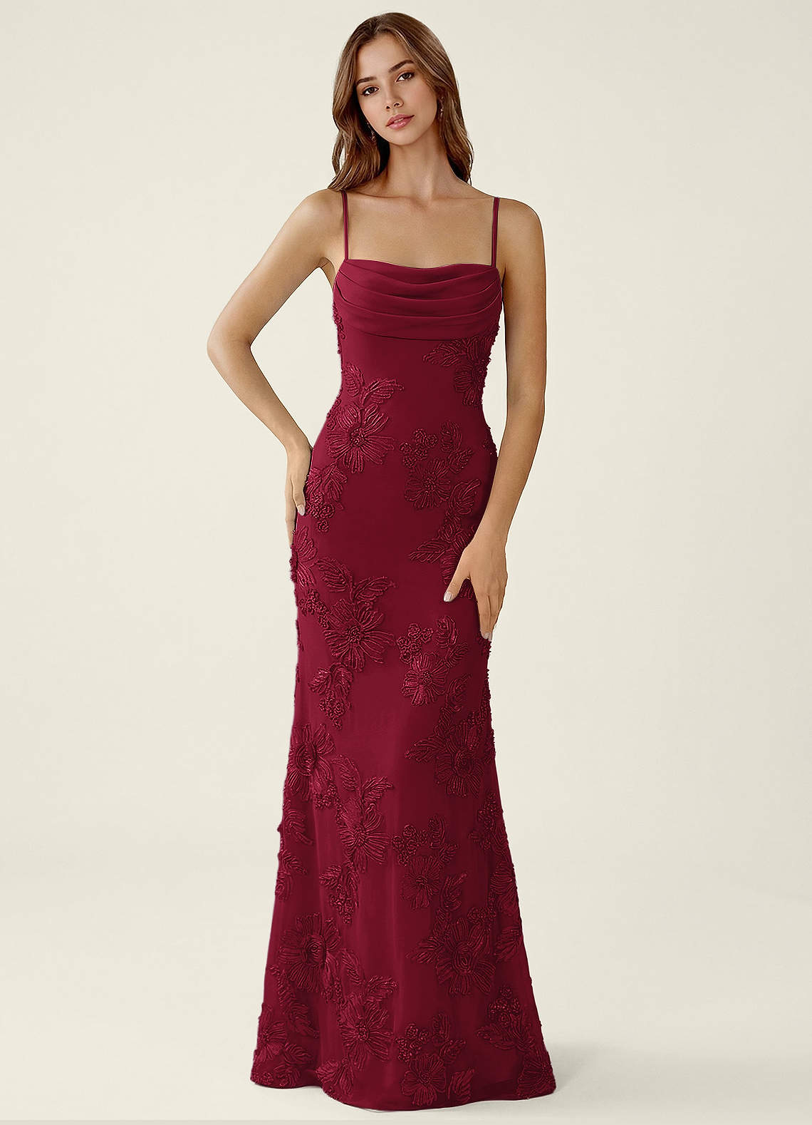 Bellatrix Mermaid Spaghetti-Strap Stretch Lace Evening Dress in Sky Blue
