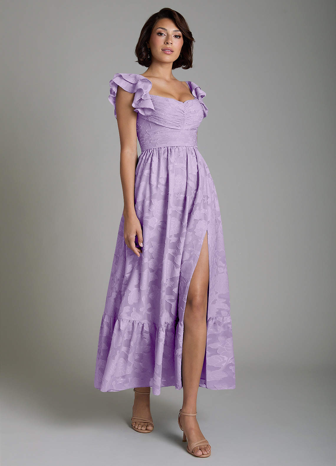 Anaya A-Line V-Neck Floral Burnout Bridesmaid Dress in Lilac