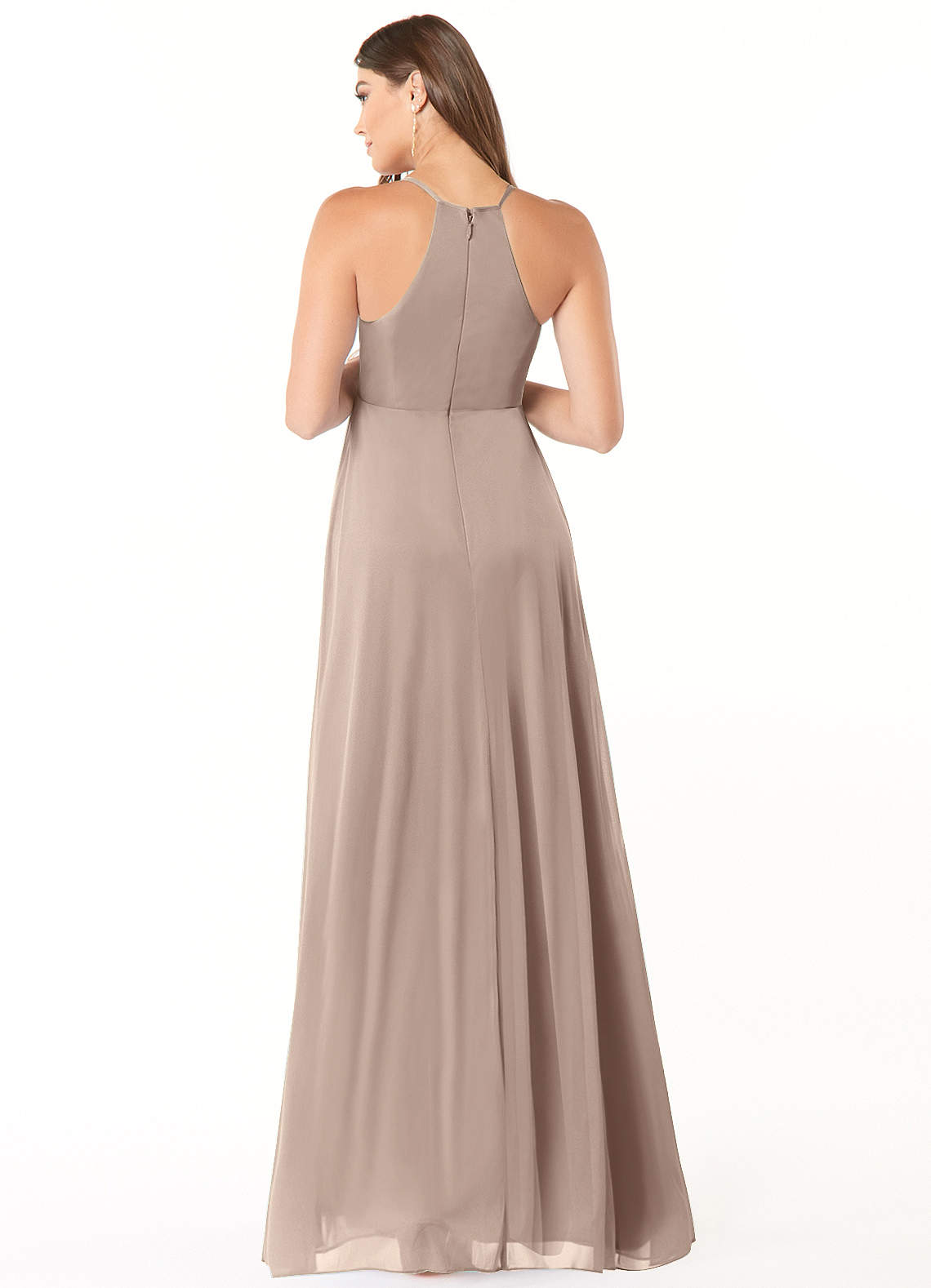 Annabelle A-Line V-Neck Mesh Bridesmaid Dress in Taupe