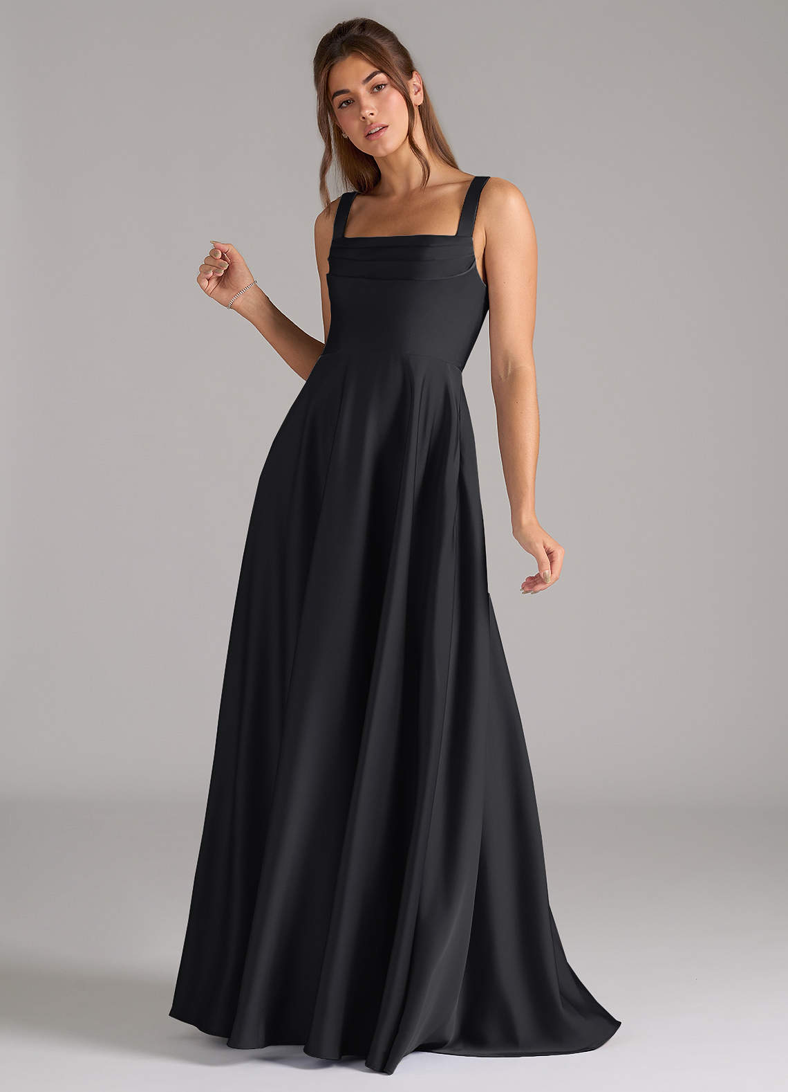 Shaude A-Line Square-Neck Stretch Satin Bridesmaid Dress