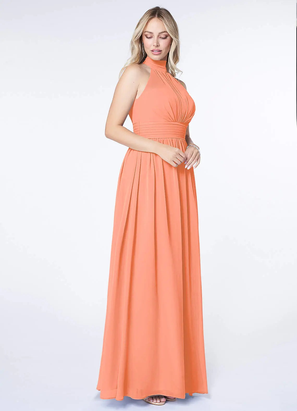 Iman A-Line Halter Chiffon Bridesmaid Dress in Sunset