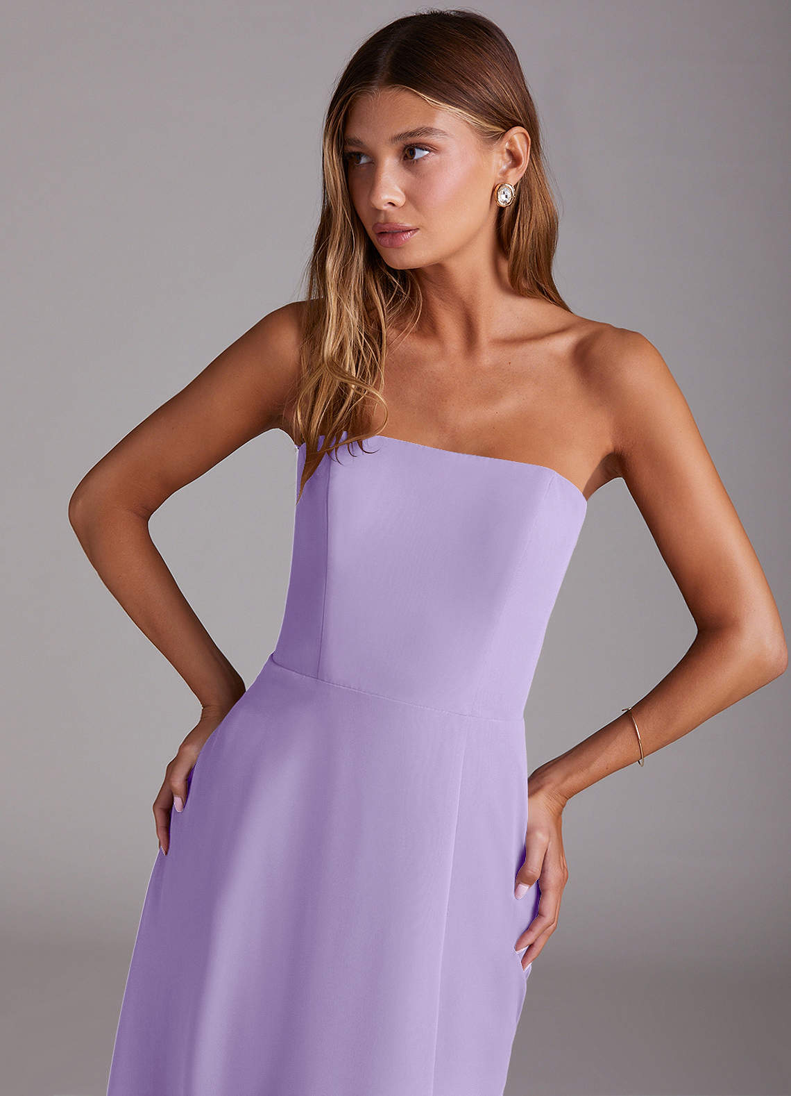Wren A-Line Straight-Neck Chiffon Bridesmaid Dress in Lilac