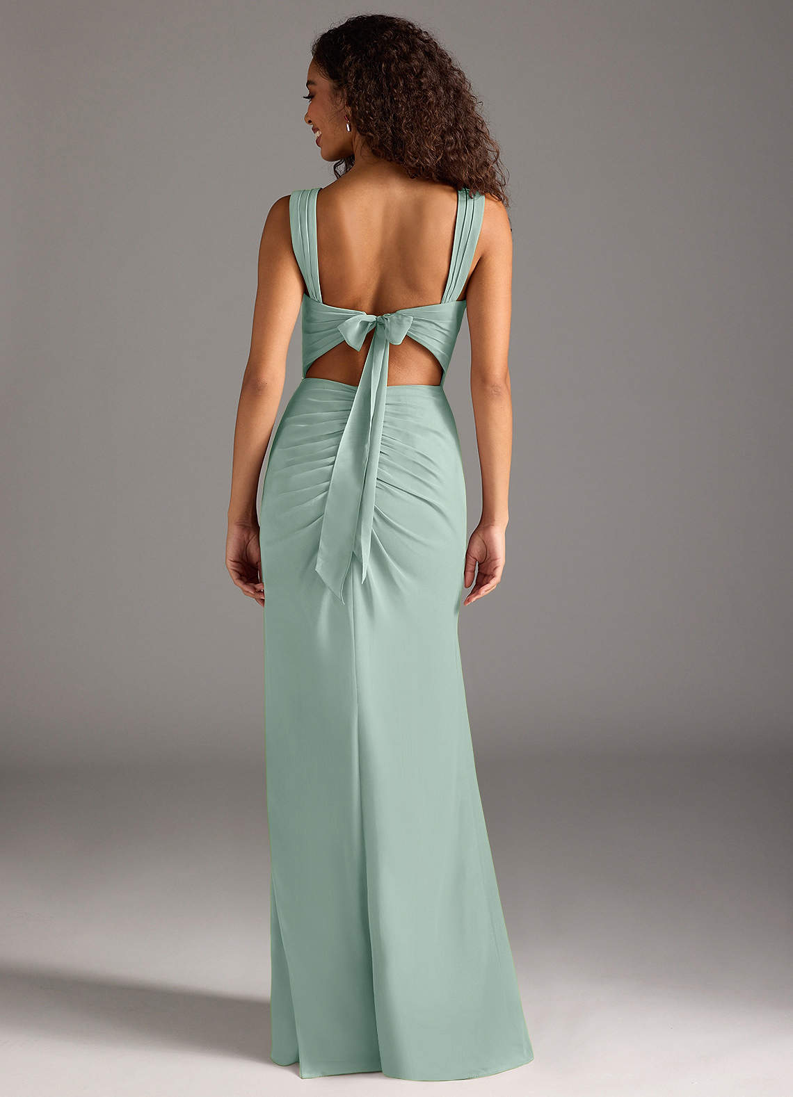 Jesaphine Sheath Square-Neck Chiffon Bridesmaid Dress in Agave