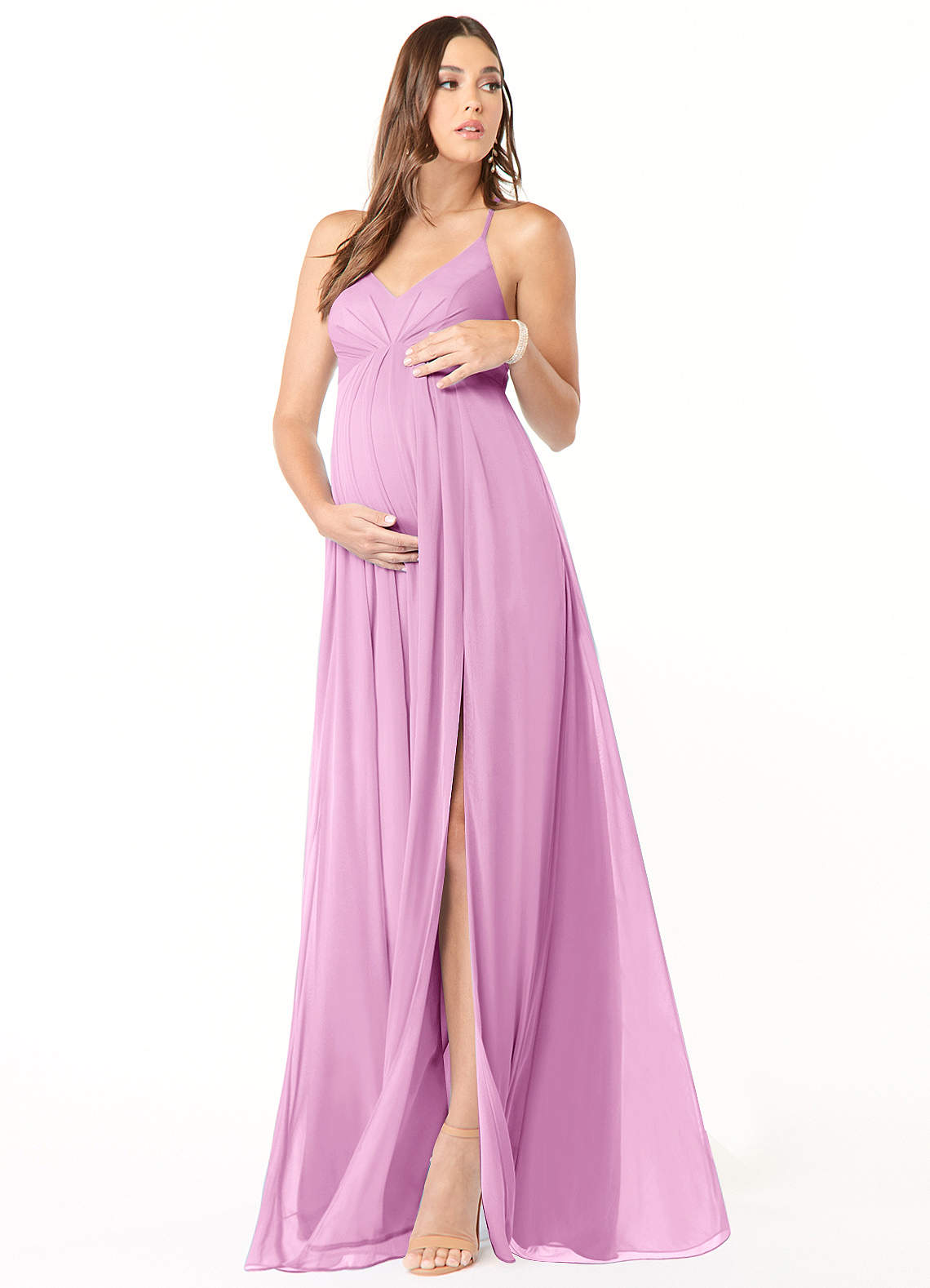 Annabelle A-Line V-Neck Mesh Bridesmaid Dress in candy pink