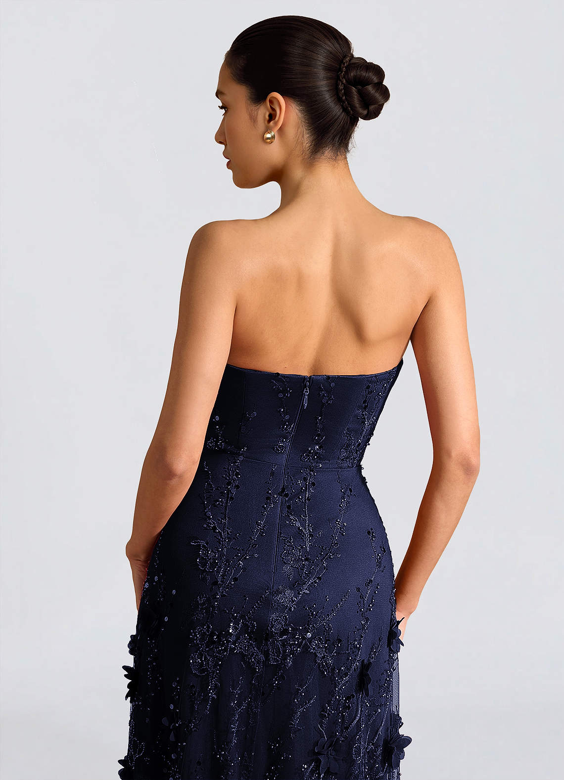 Fairuza A-Line Straight-Neck Tulle Wedding Guest Dress in Navy