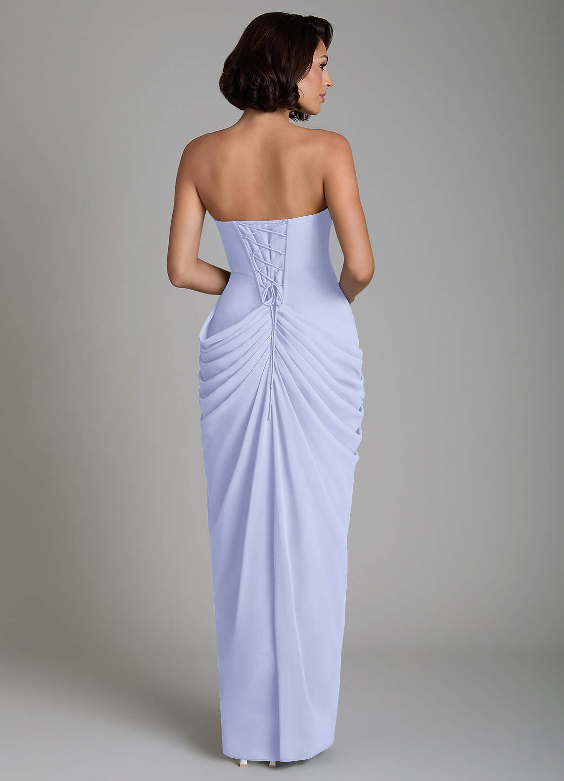 Nyra Sheath Strapless Chiffon Bridesmaid Dress in Lavender
