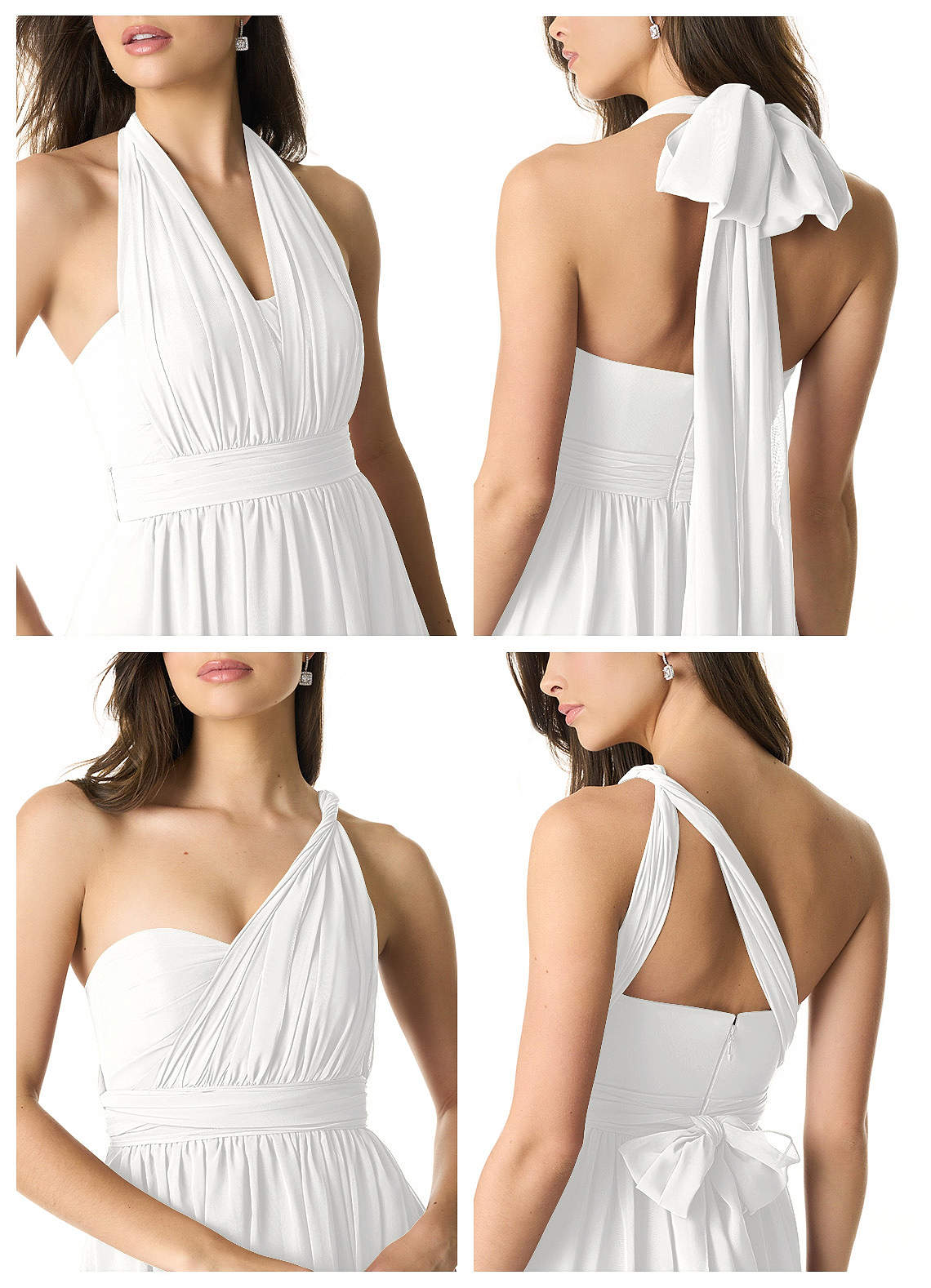 Olani A-Line V-Neck Chiffon Bridesmaid Dress in white