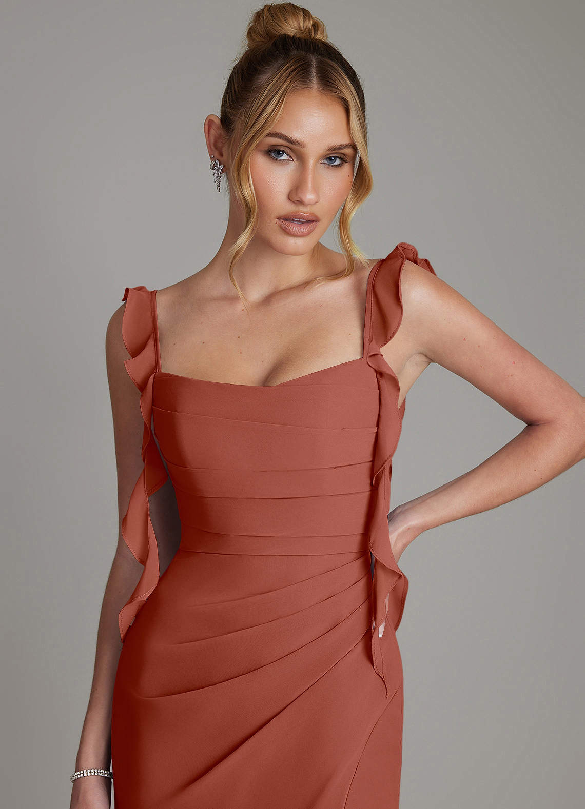 Jessamine Mermaid Sweetheart Chiffon Bridesmaid Dress in Auburn