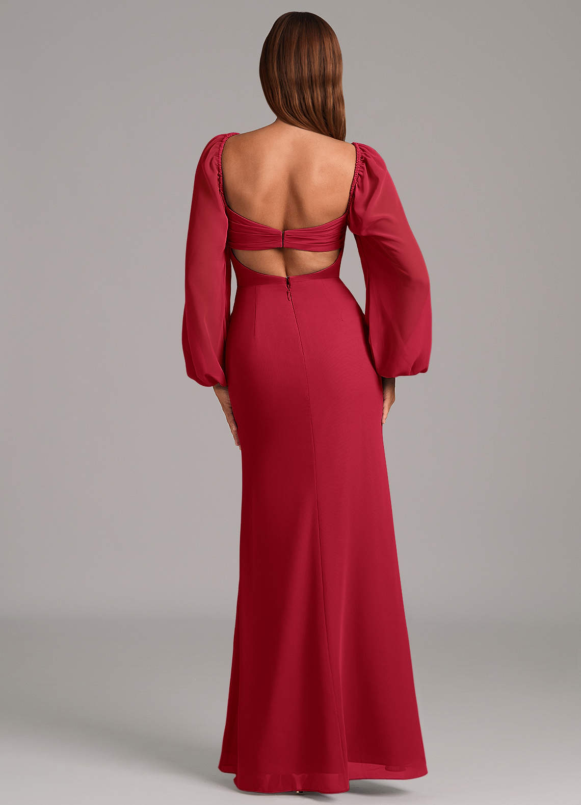 Brixley Mermaid Sweetheart Chiffon Bridesmaid Dress in Scarlet