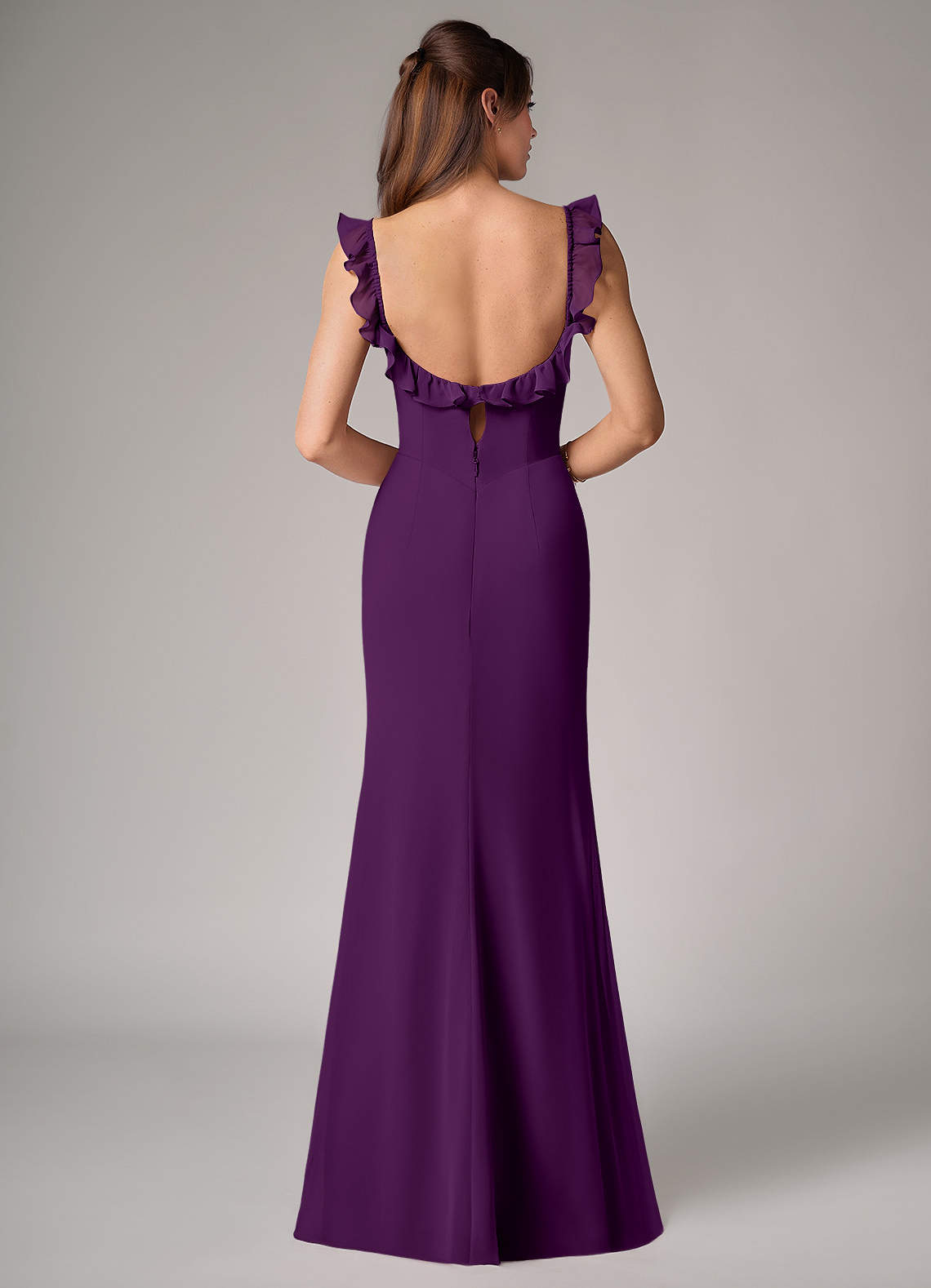 Callie Mermaid Scoop-Neck Chiffon Bridesmaid Dress in Grape