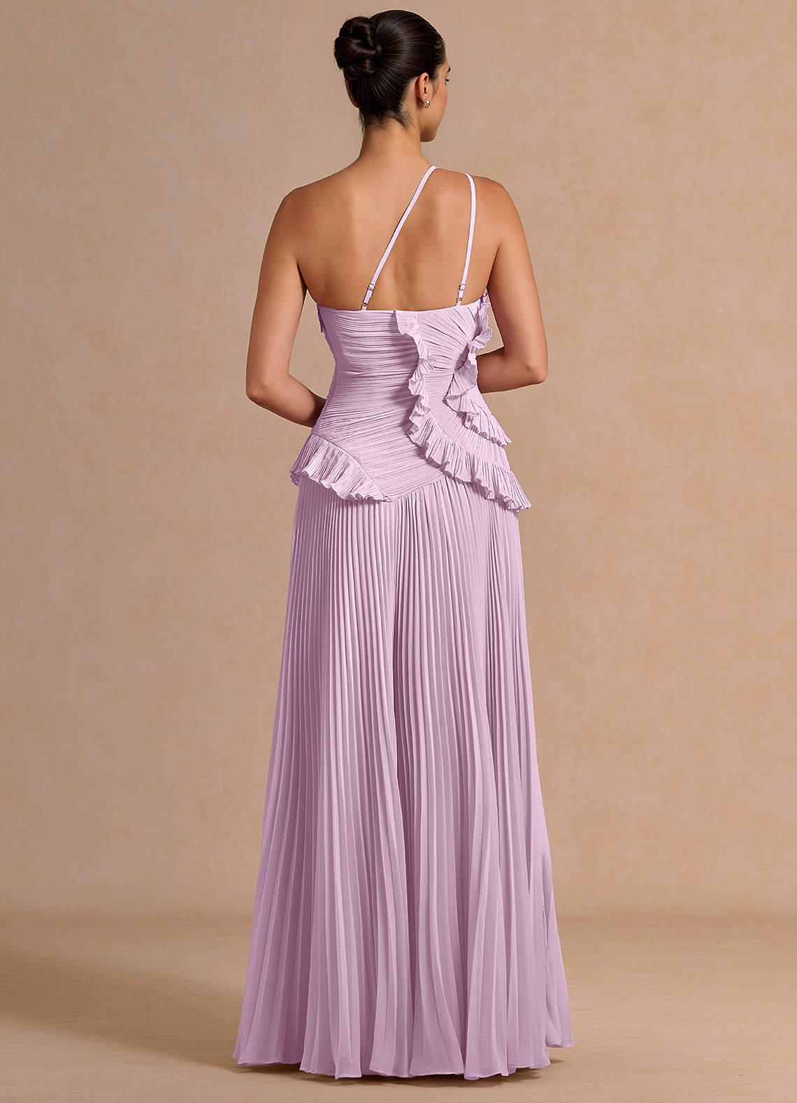 Melody A-Line One-Shoulder Chiffon Evening Dress in Frosted Lilac