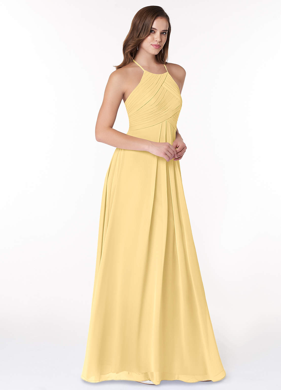 Ginger A-Line Halter Chiffon Bridesmaid Dress in Butter
