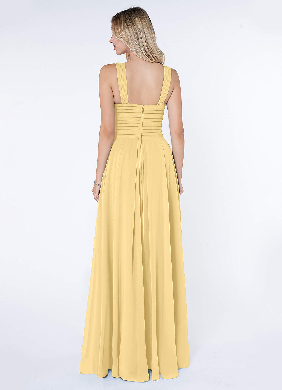 Kaleigh A-Line Halter Chiffon Bridesmaid Dress in Butter