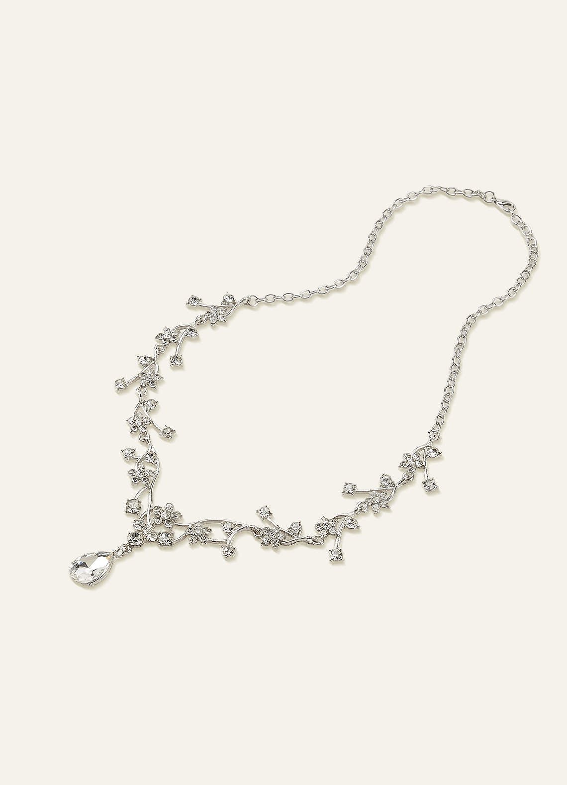 Crystal Rhinestone Necklace And Earrings Set — white — 图 22/32
