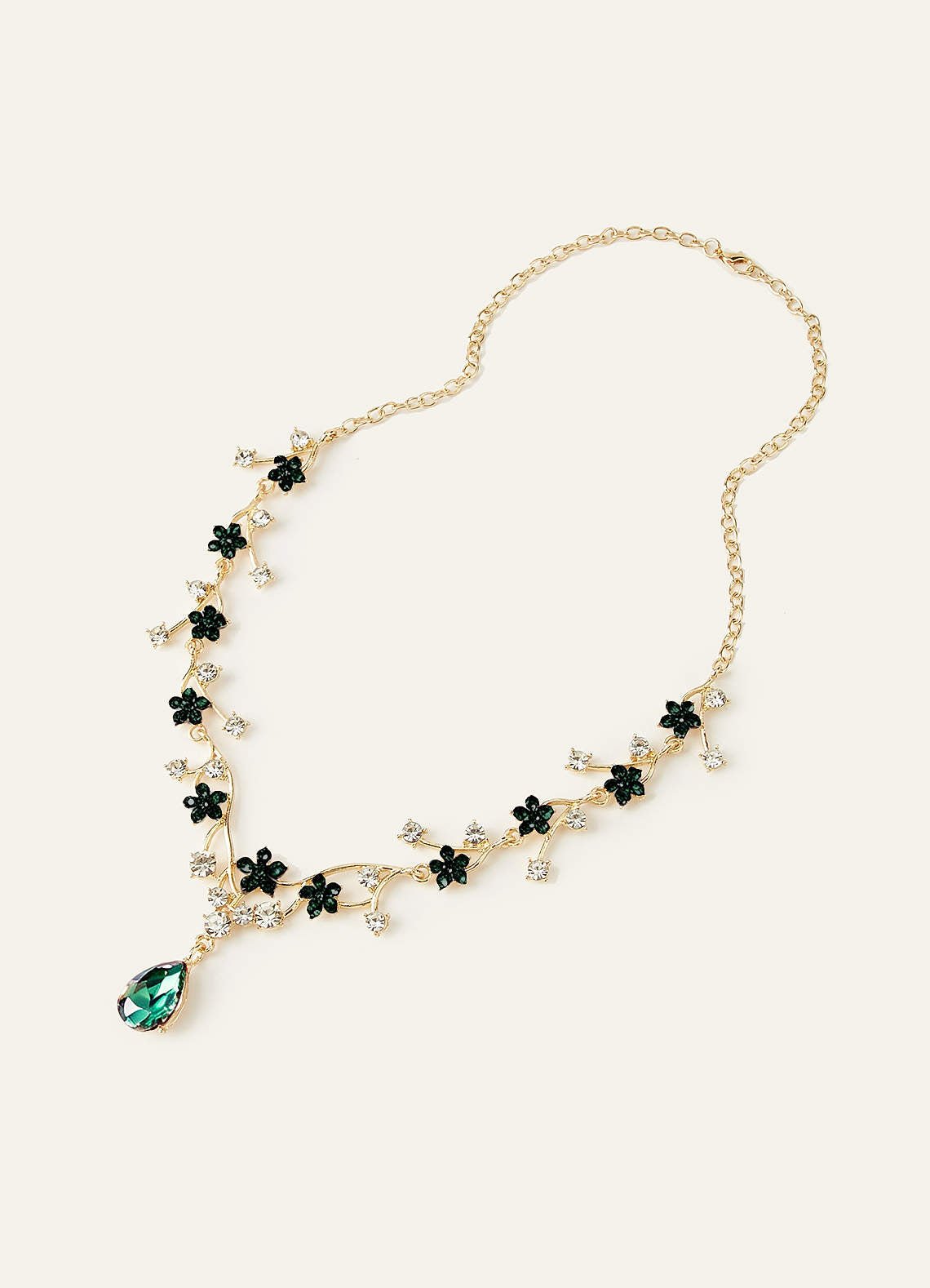Crystal Rhinestone Necklace And Earrings Set — green — 图 3/32