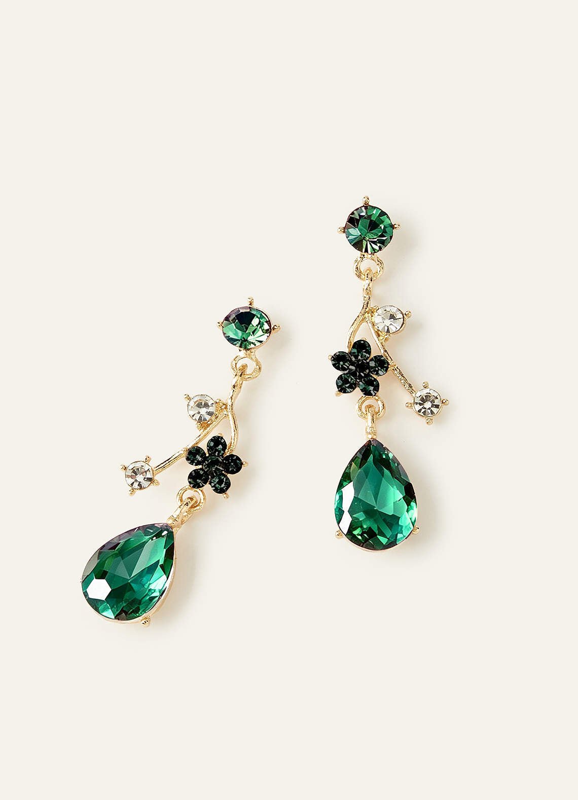 Crystal Rhinestone Necklace And Earrings Set — green — 图 5/32