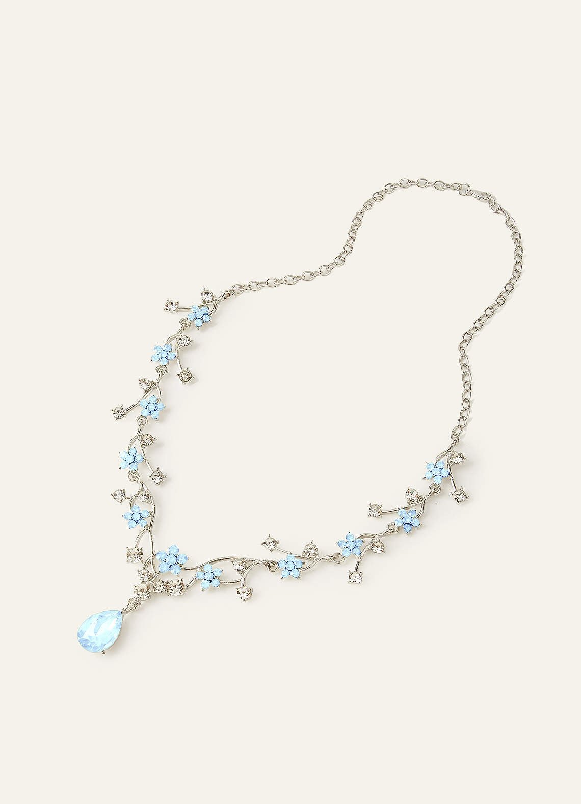 Crystal Rhinestone Necklace And Earrings Set — Light Blue — 图 30/32
