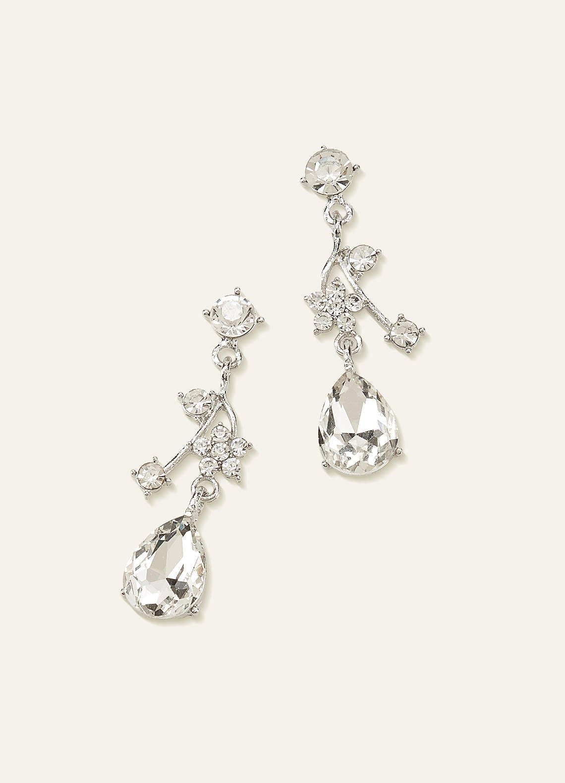 Crystal Rhinestone Necklace And Earrings Set — white — 图 19/32