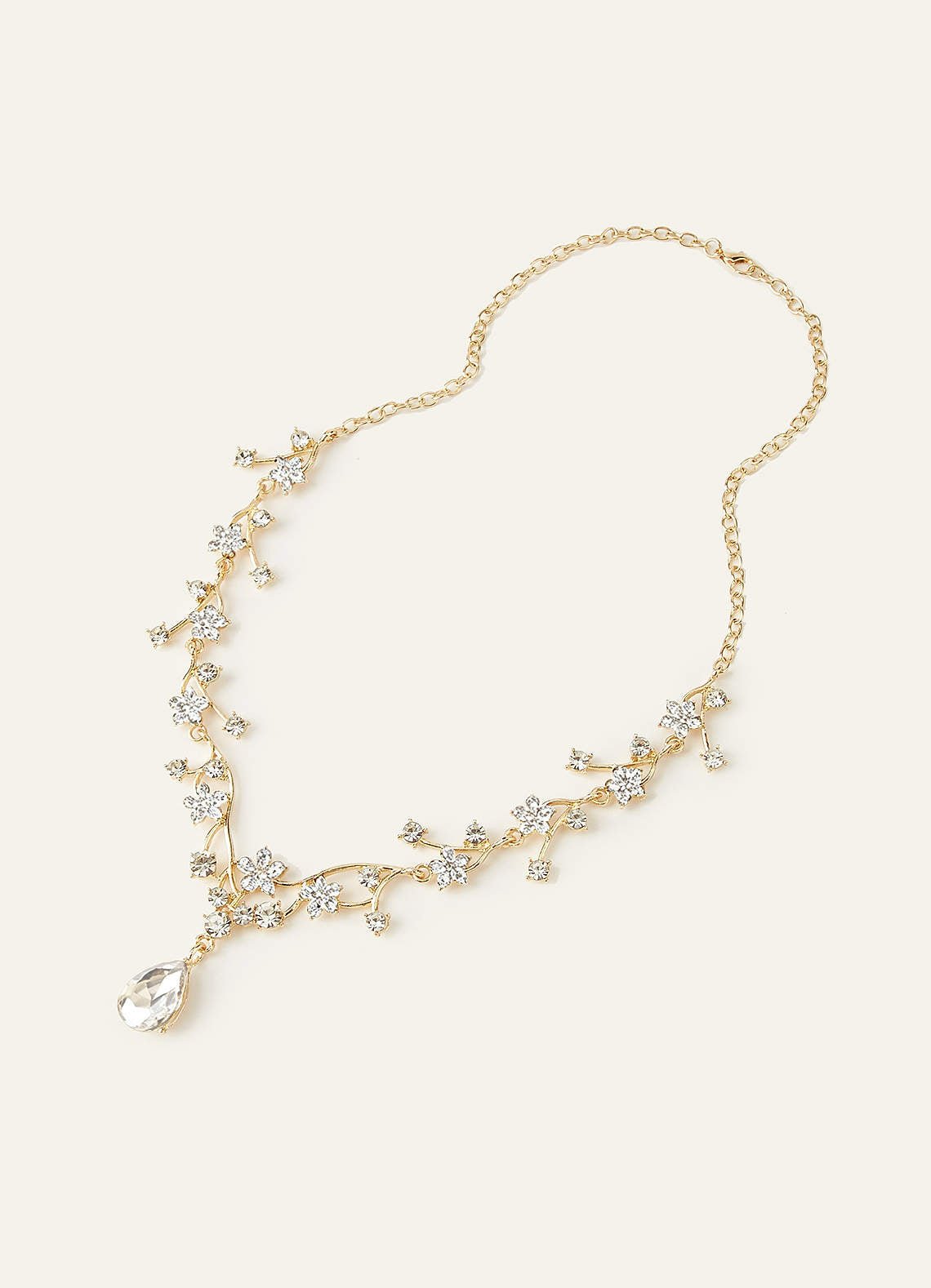 Crystal Rhinestone Necklace And Earrings Set — Gold — 图 13/32