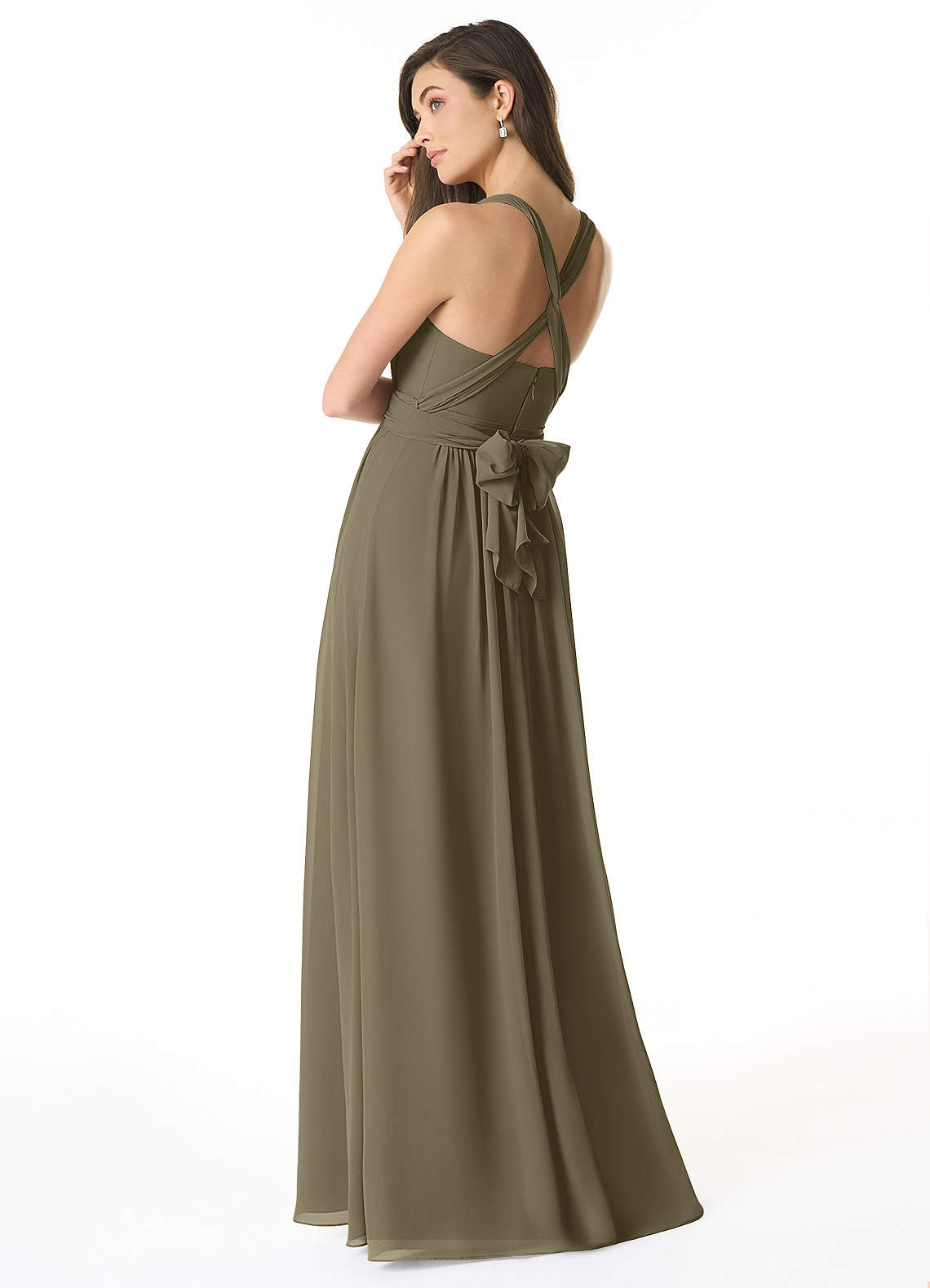 Olani A-Line V-Neck Chiffon Bridesmaid Dress in Willow Green