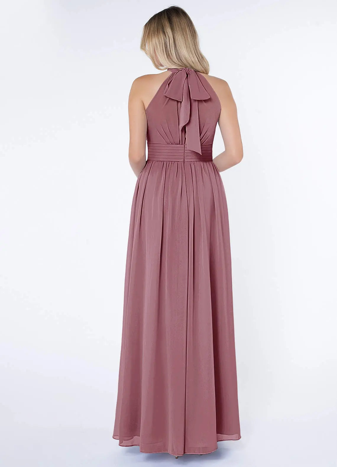 Iman A-Line Halter Chiffon Bridesmaid Dress in Vintage Mauve