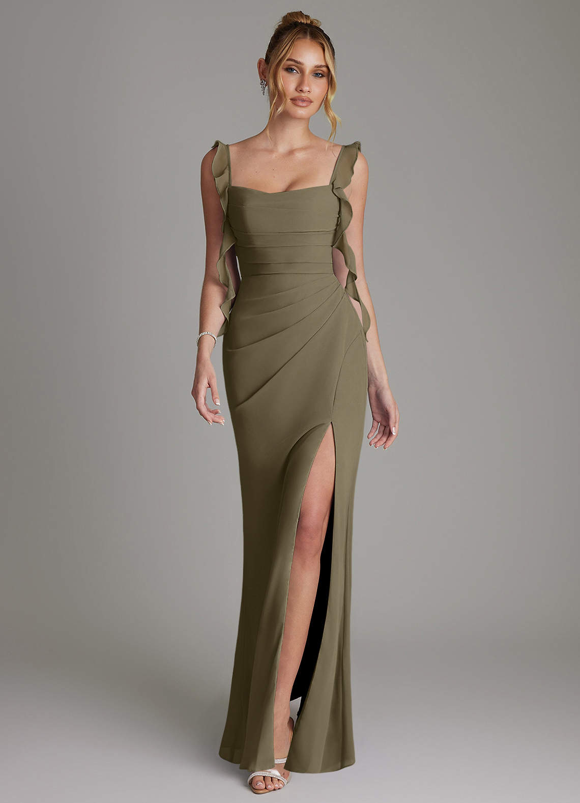 Jessamine Mermaid Sweetheart Chiffon Bridesmaid Dress in Willow Green