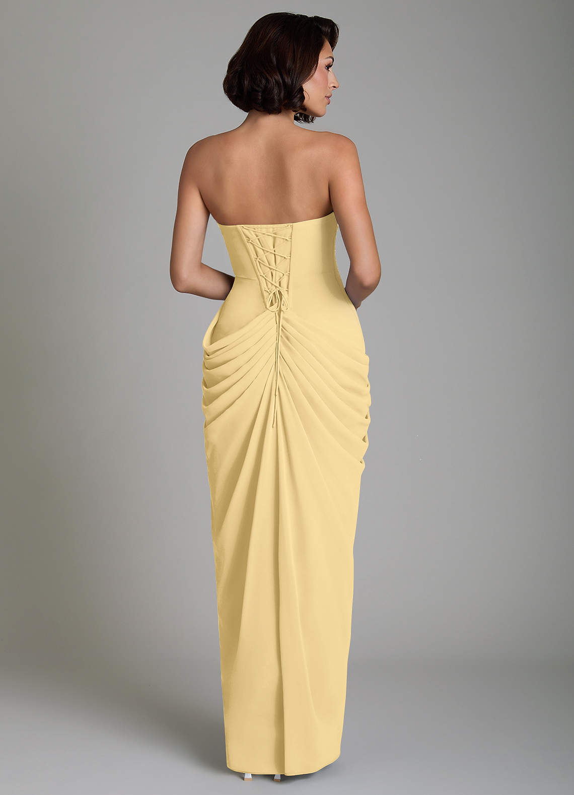 Nyra Sheath Strapless Chiffon Bridesmaid Dress in Butter