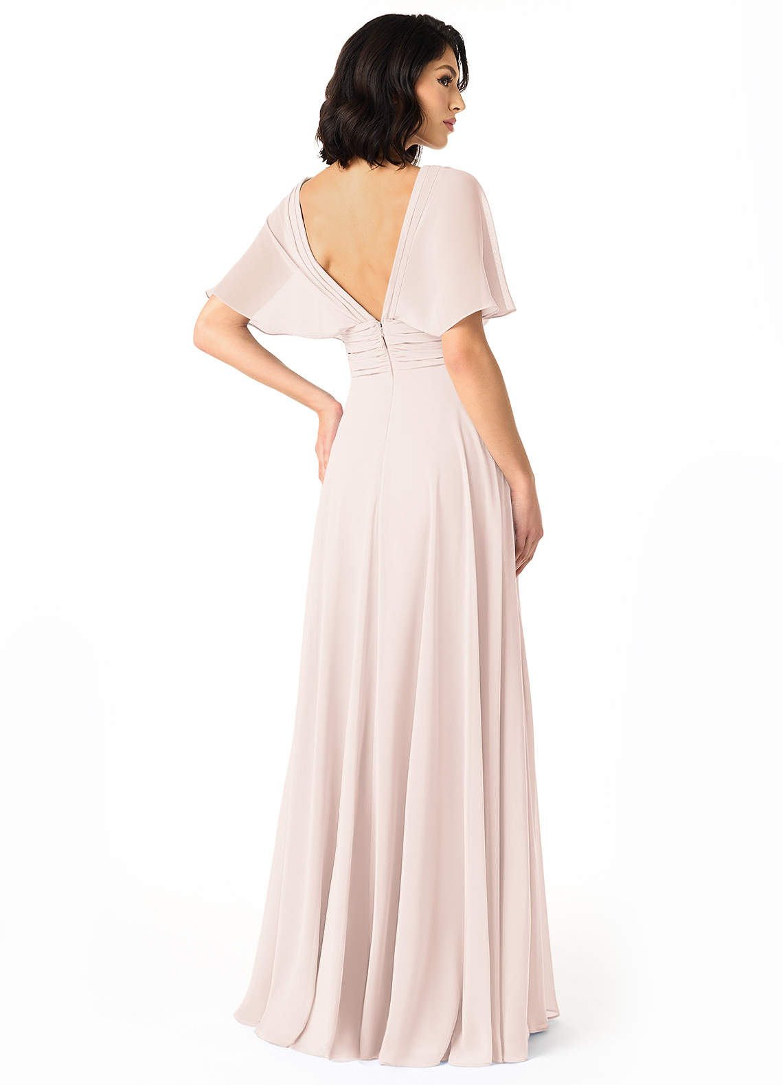 Pamela A-Line V-Neck Chiffon Bridesmaid Dress in Rose Petal