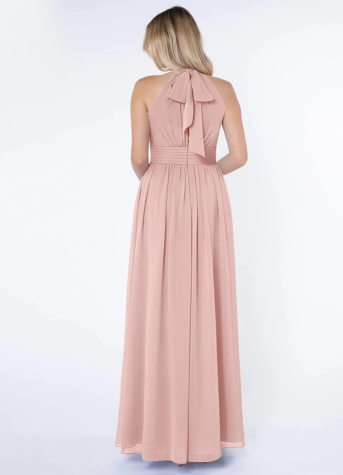 Iman A-Line Halter Chiffon Bridesmaid Dress in Powder Pink